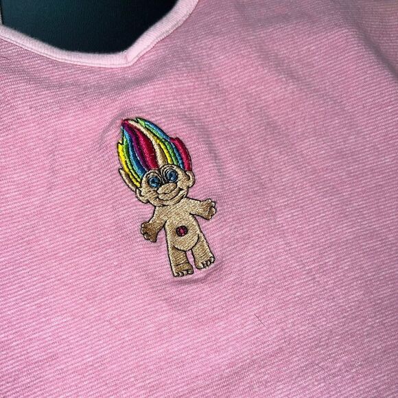 Forever 21 Pink Cropped Y2K 90s Trolls Super Soft Tank Size Small EUC - Picture 3 of 7